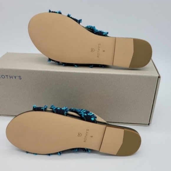 Rothy's blue Teal fringe strappy Sandals Size 8 - Picture 3 of 4